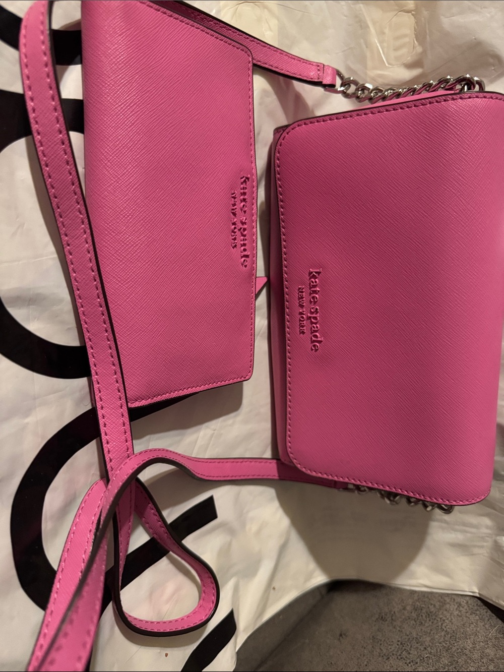 kate spade Pink Saffiano Leather Crossbody Duo Bag